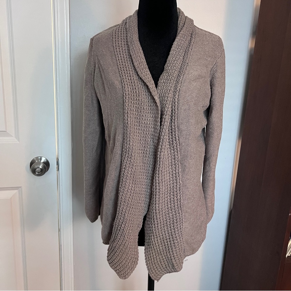 Cozy Knit Open-Front Beige Cardigan Sweater